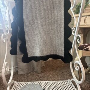 Black and Gray Scalloped Scarf & Beanie